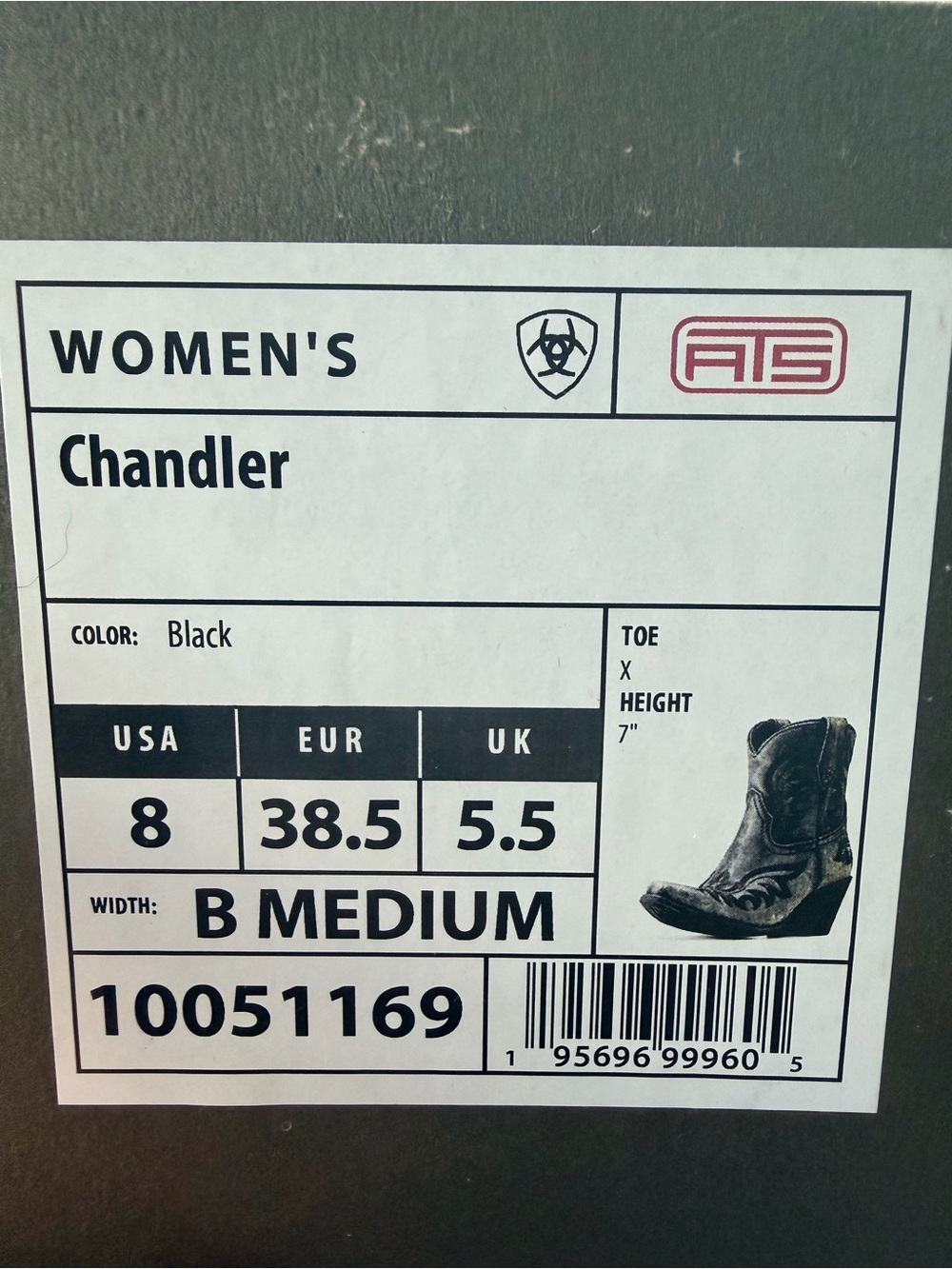 Ariat Chandler Women's Black Western Ankle Boot